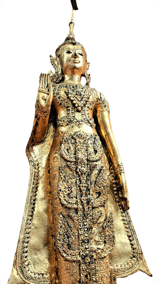 Grand Bouddha en Bronze Doré-photo-1