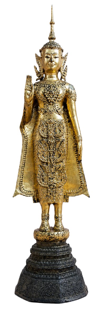 Grand Bouddha en Bronze Doré