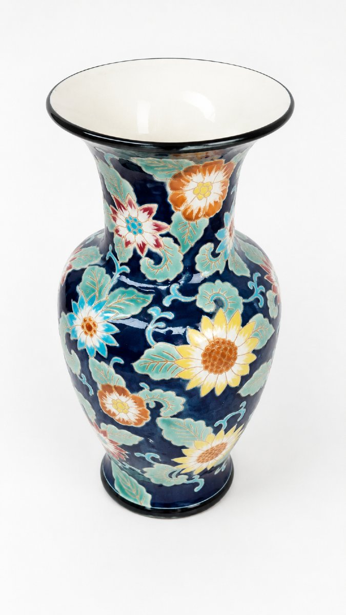 Grand Vase vintage en céramique émaillée-photo-2