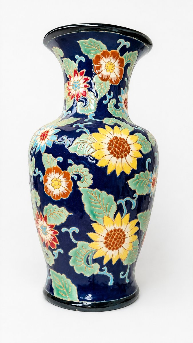Grand Vase vintage en céramique émaillée