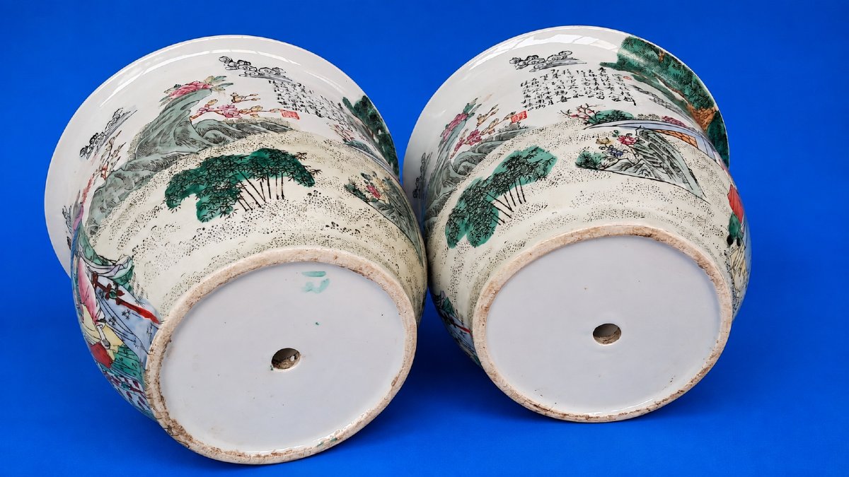 Deux Cache-pot en porcelaine chinoise-photo-1