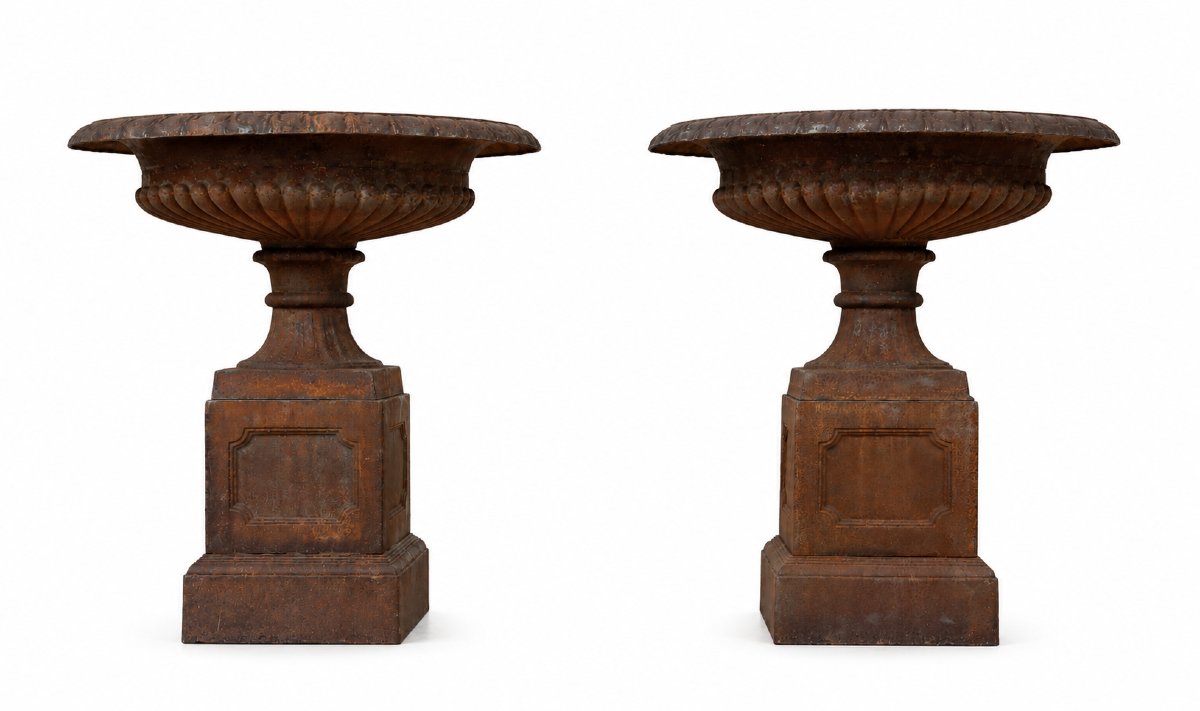  Large Pair Of Medici Vases On A Pedestal-photo-3