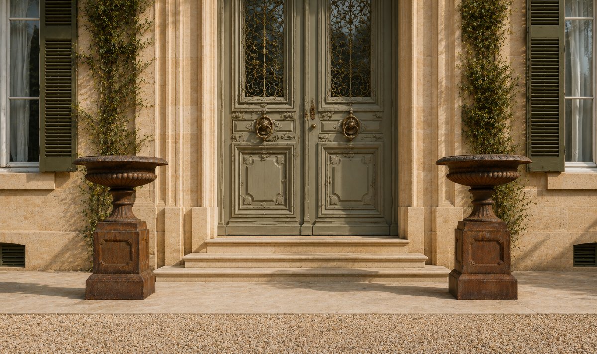  Large Pair Of Medici Vases On A Pedestal-photo-2