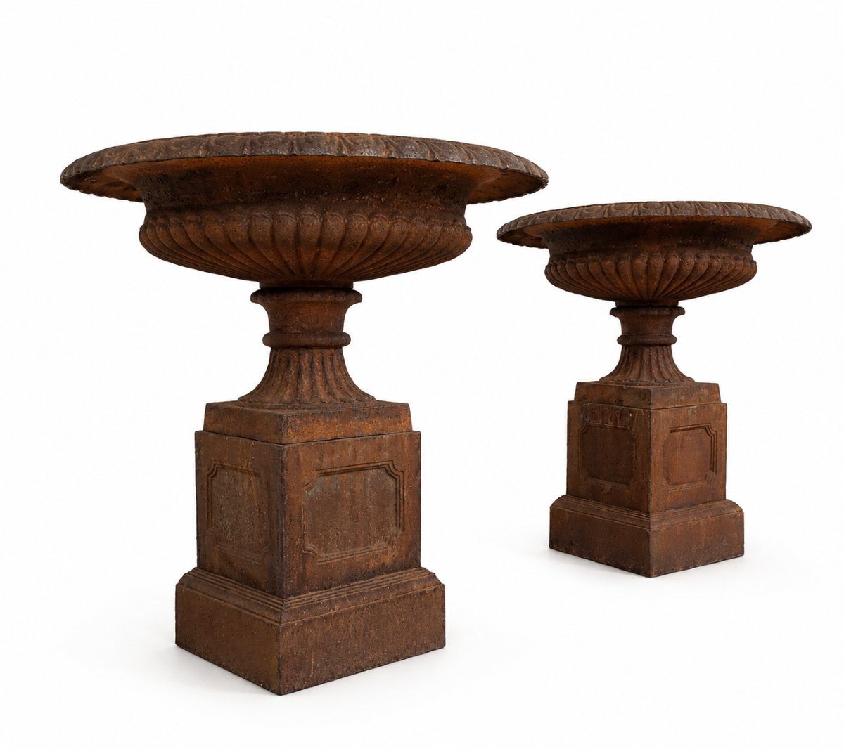  Large Pair Of Medici Vases On A Pedestal