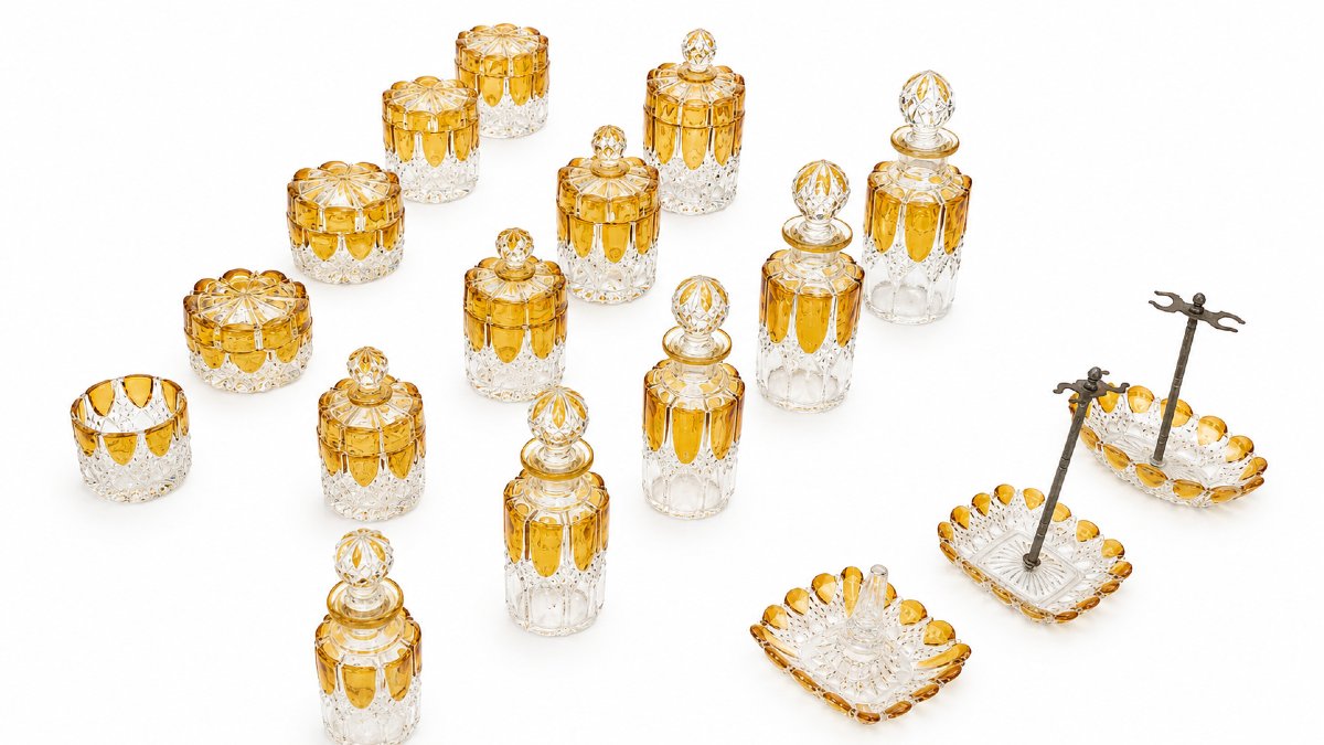 Ensemble de toilette en cristal Val Saint Lambert.-photo-1