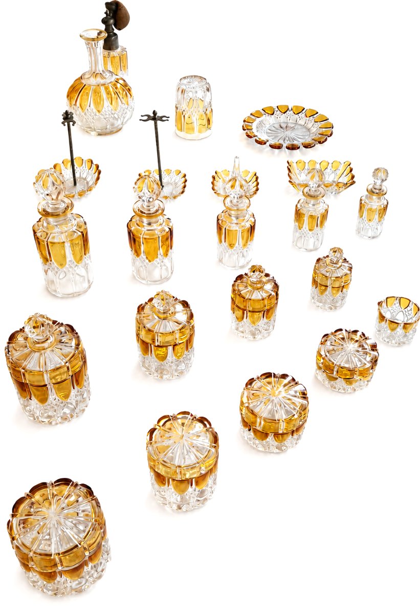 Ensemble de toilette en cristal Val Saint Lambert.