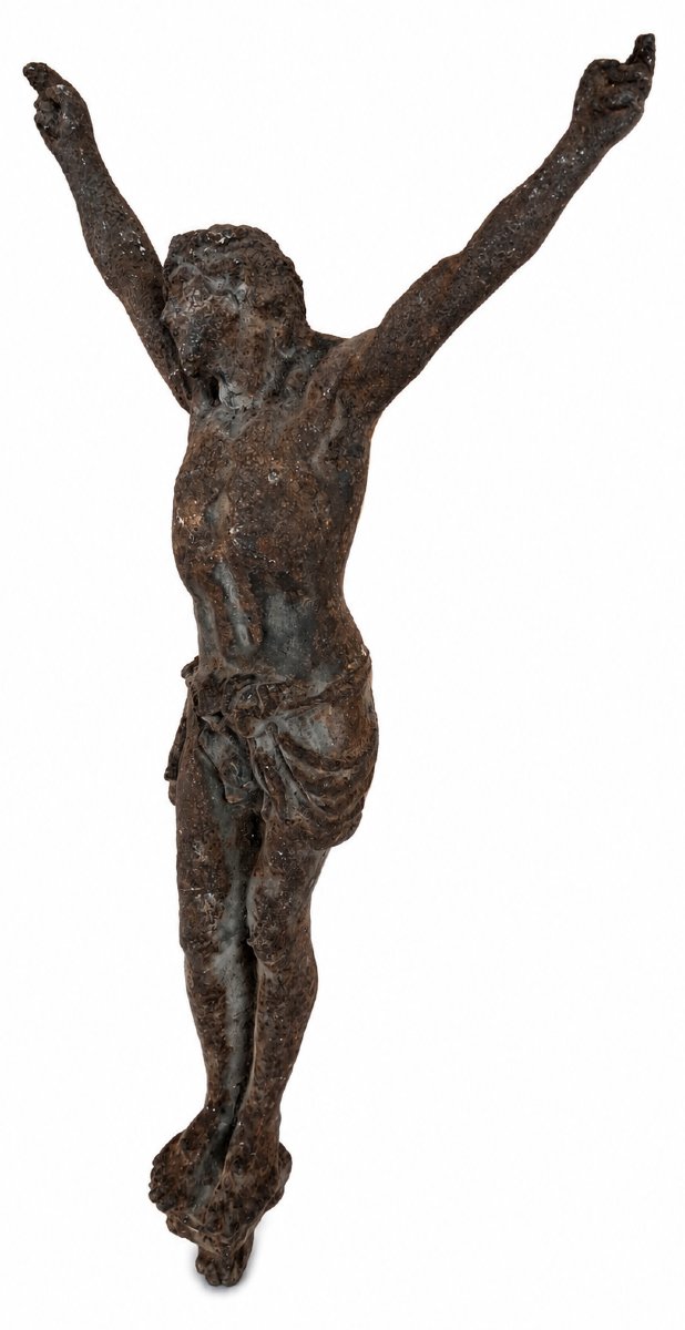  Ancien Christ en croix (Corpus Christi) en fonte de fer – XIXe siècle-photo-2