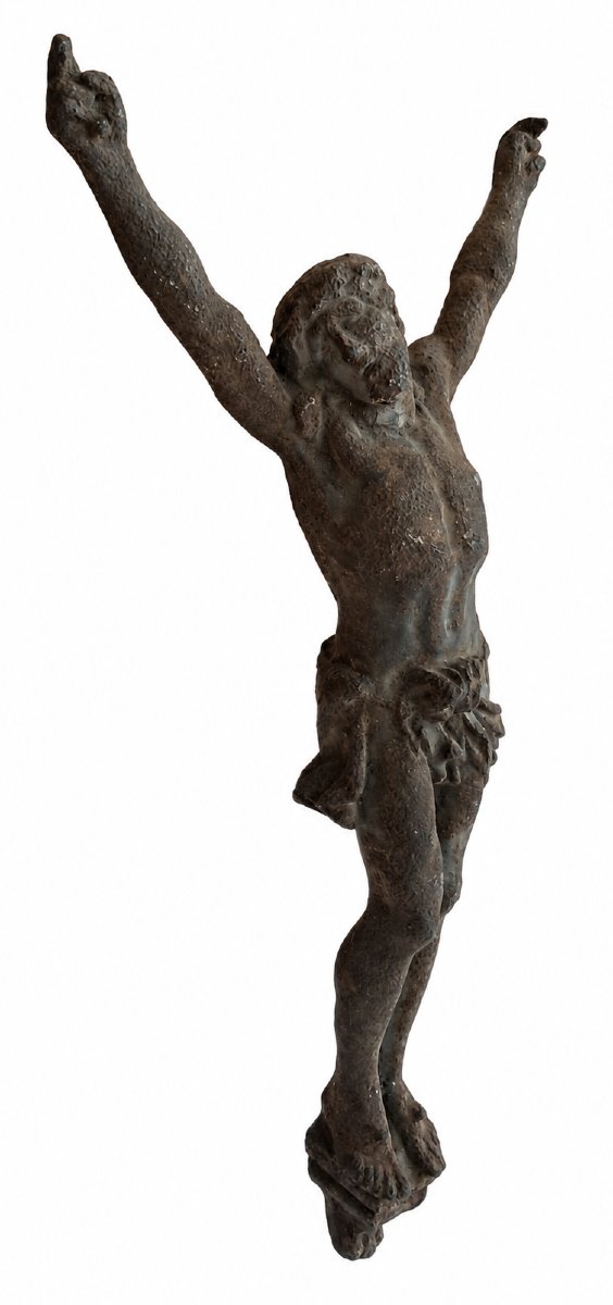  Ancien Christ en croix (Corpus Christi) en fonte de fer – XIXe siècle-photo-3
