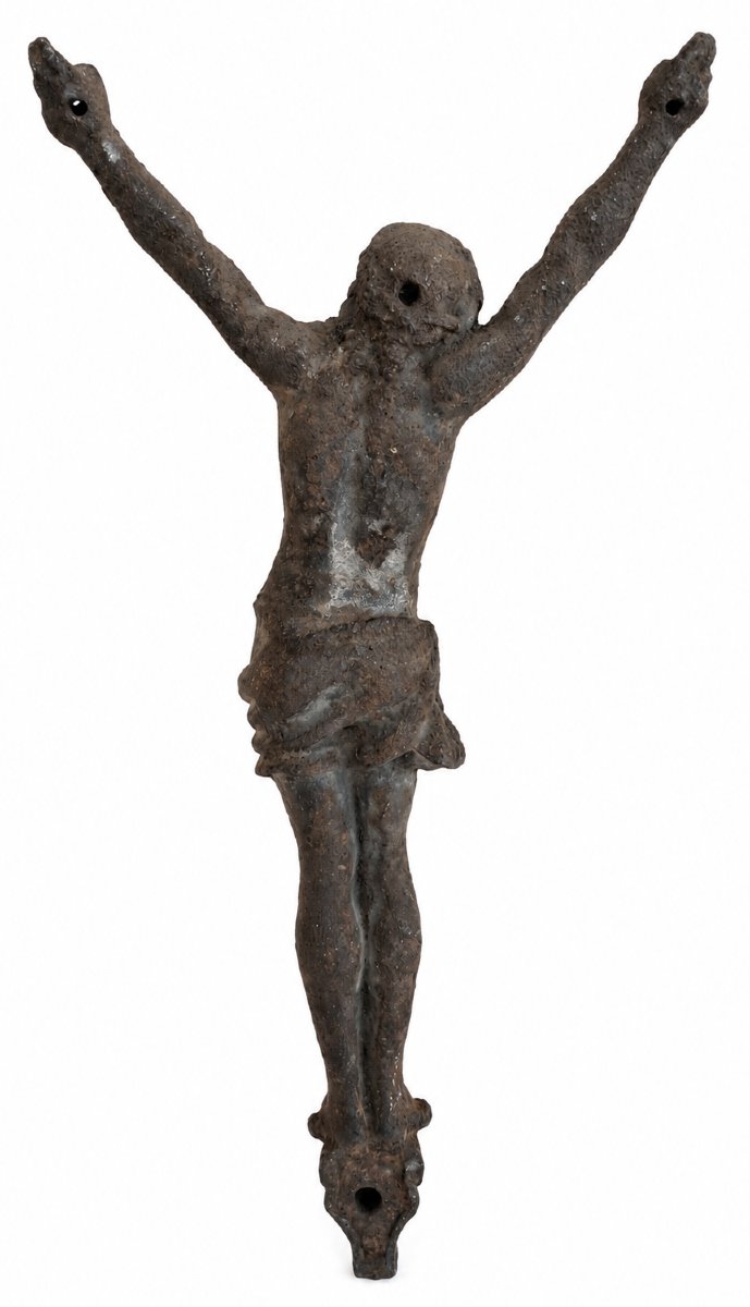  Ancien Christ en croix (Corpus Christi) en fonte de fer – XIXe siècle-photo-4
