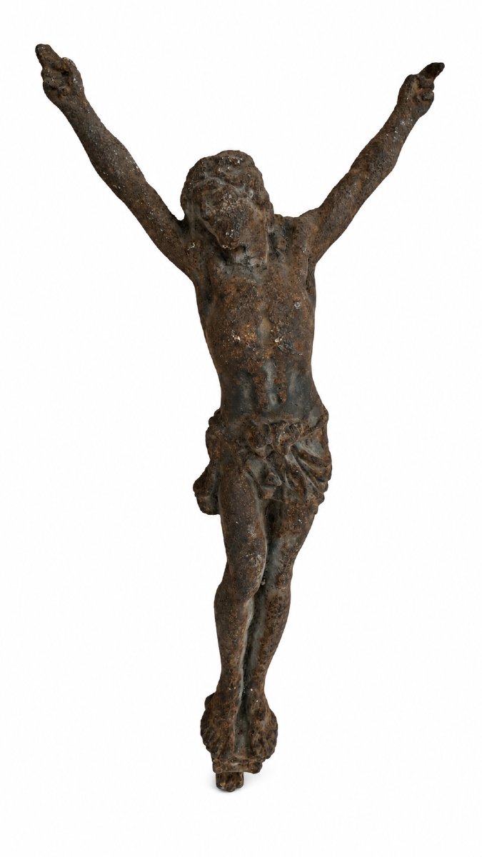  Ancien Christ en croix (Corpus Christi) en fonte de fer – XIXe siècle-photo-1
