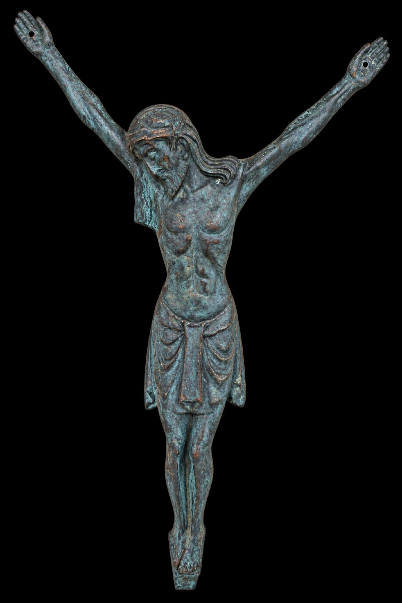 Large Christ In Patinated Bronze (corpus Christi) – 20th Century-photo-2