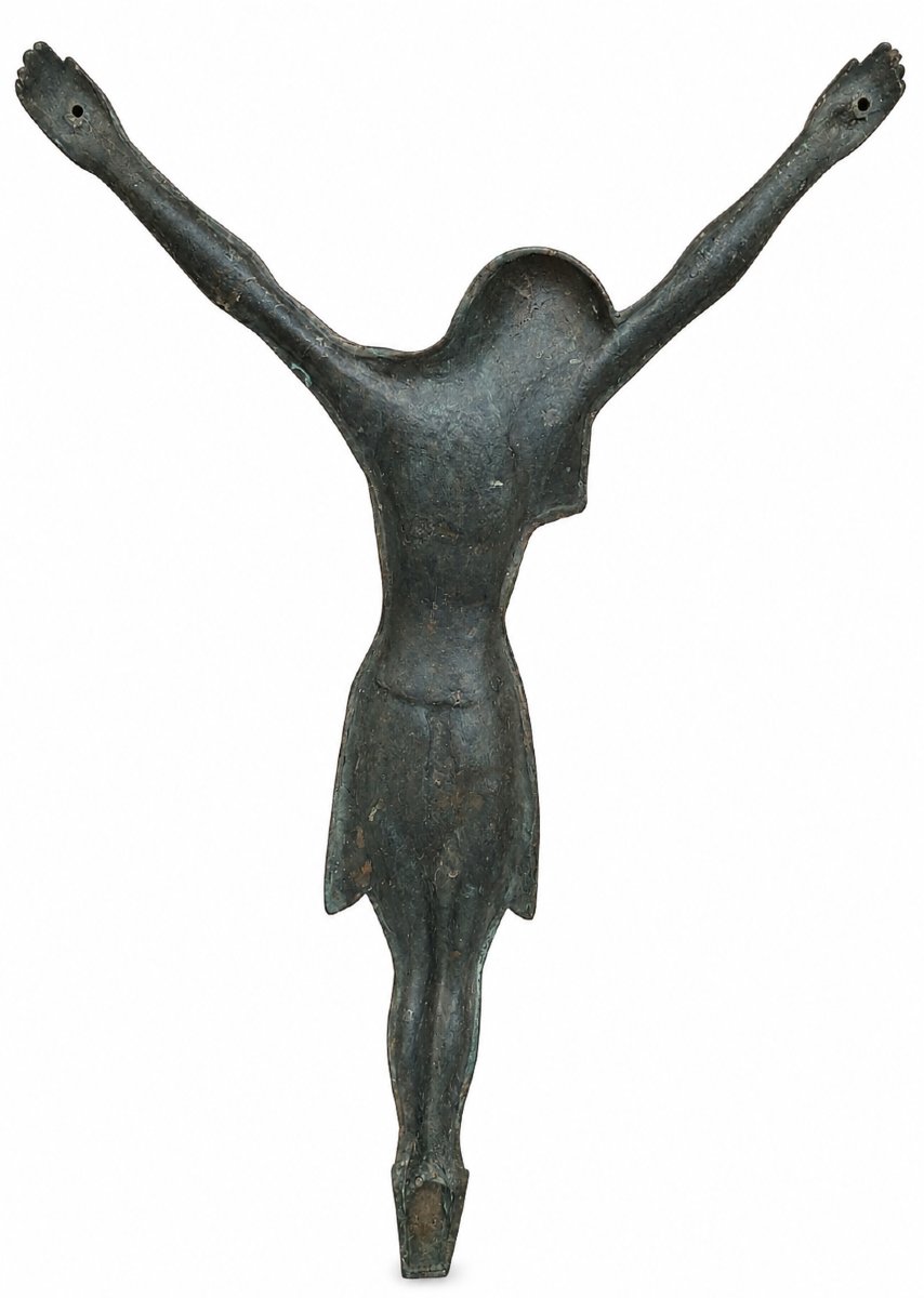 Large Christ In Patinated Bronze (corpus Christi) – 20th Century-photo-4