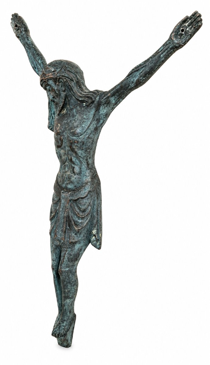 Large Christ In Patinated Bronze (corpus Christi) – 20th Century-photo-2