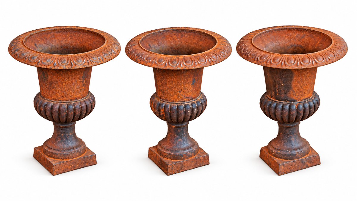 Four Large Medici Vases Made Of Cast Iron -photo-2