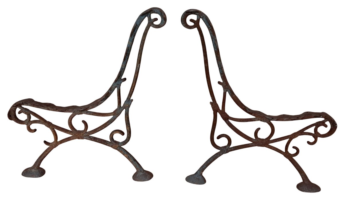 Paire de pieds de banc de jardin en fonte-photo-4