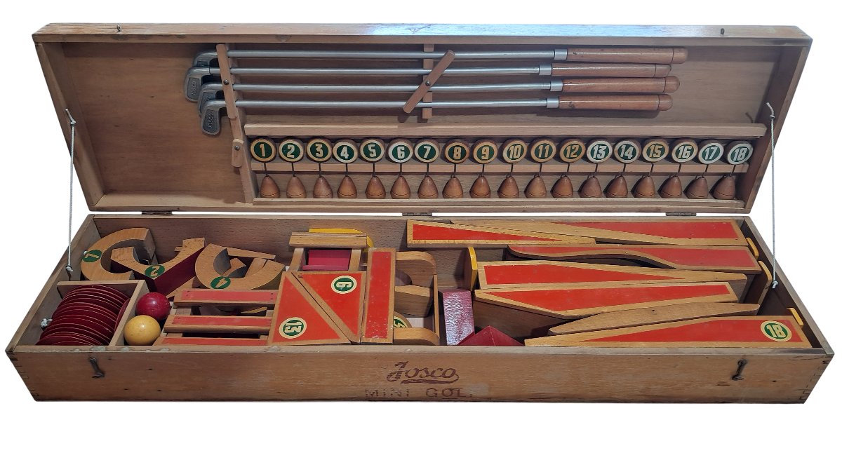 Ancien jeu JASCO coffret de mini-golf vintage en bois