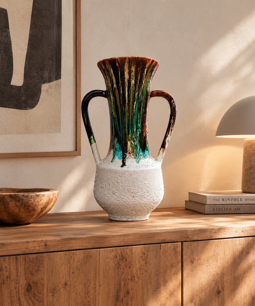 Vase de sol vintage XXL en céramique.-photo-4