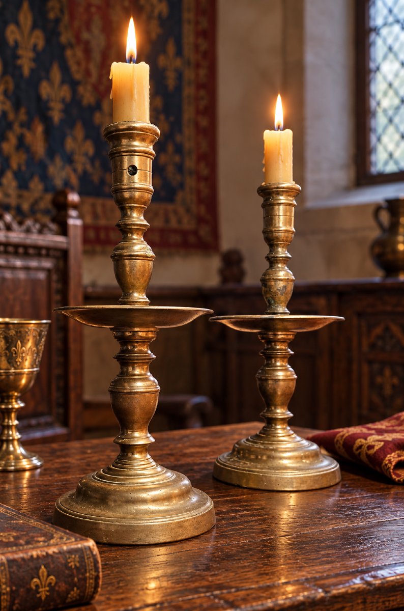 Pair Of Antique Bronze/brass Candlesticks – Heemskerk Style – High Baroque Period (17th Century)-photo-3