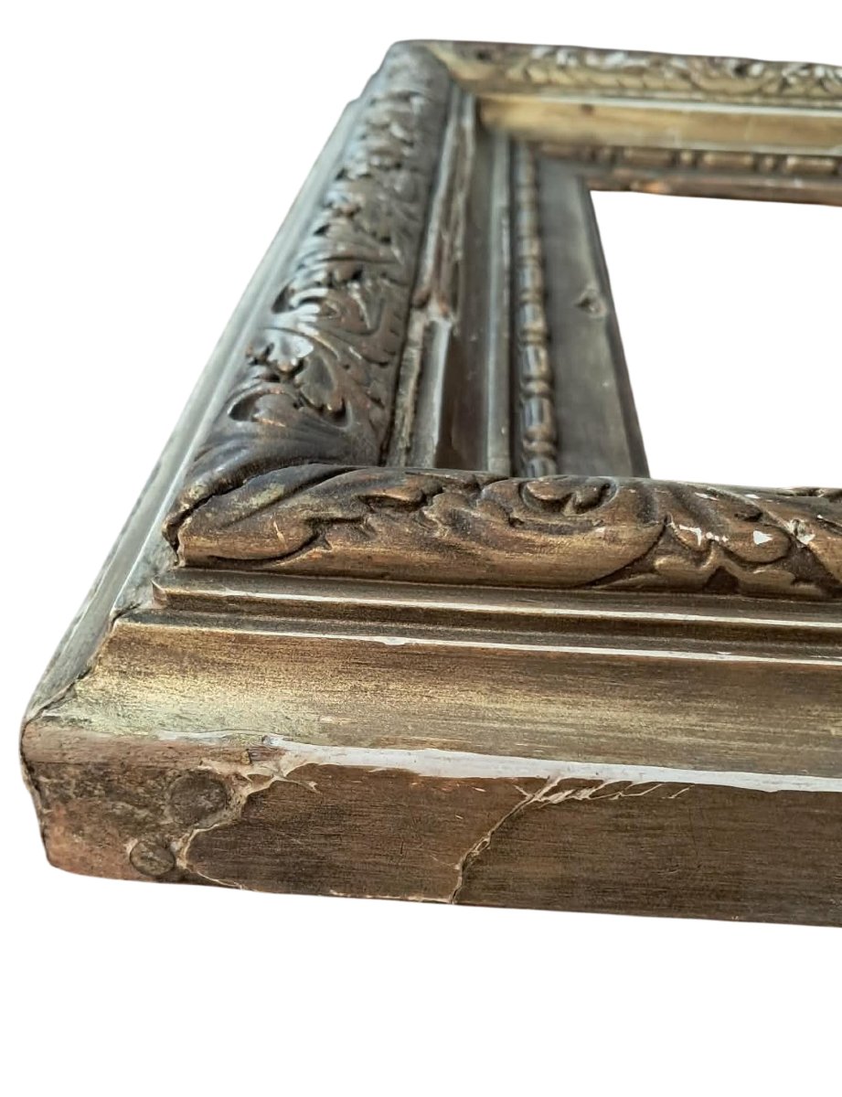 Cadre ancien en bois et stuc doré  - XIXe siècle-photo-3