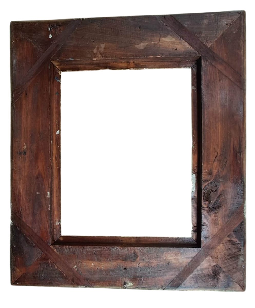 Cadre ancien en bois et stuc doré  - XIXe siècle-photo-1