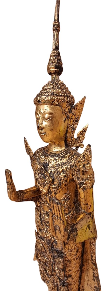 Standing Buddha In Gilded Bronze-photo-4