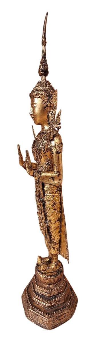 Standing Buddha In Gilded Bronze-photo-2