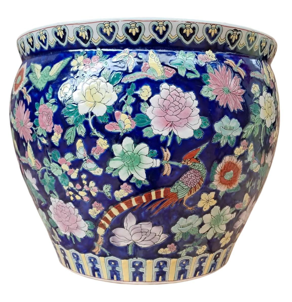 Pair Of Large Asian Porcelain Planters / Fish Bowls-photo-2