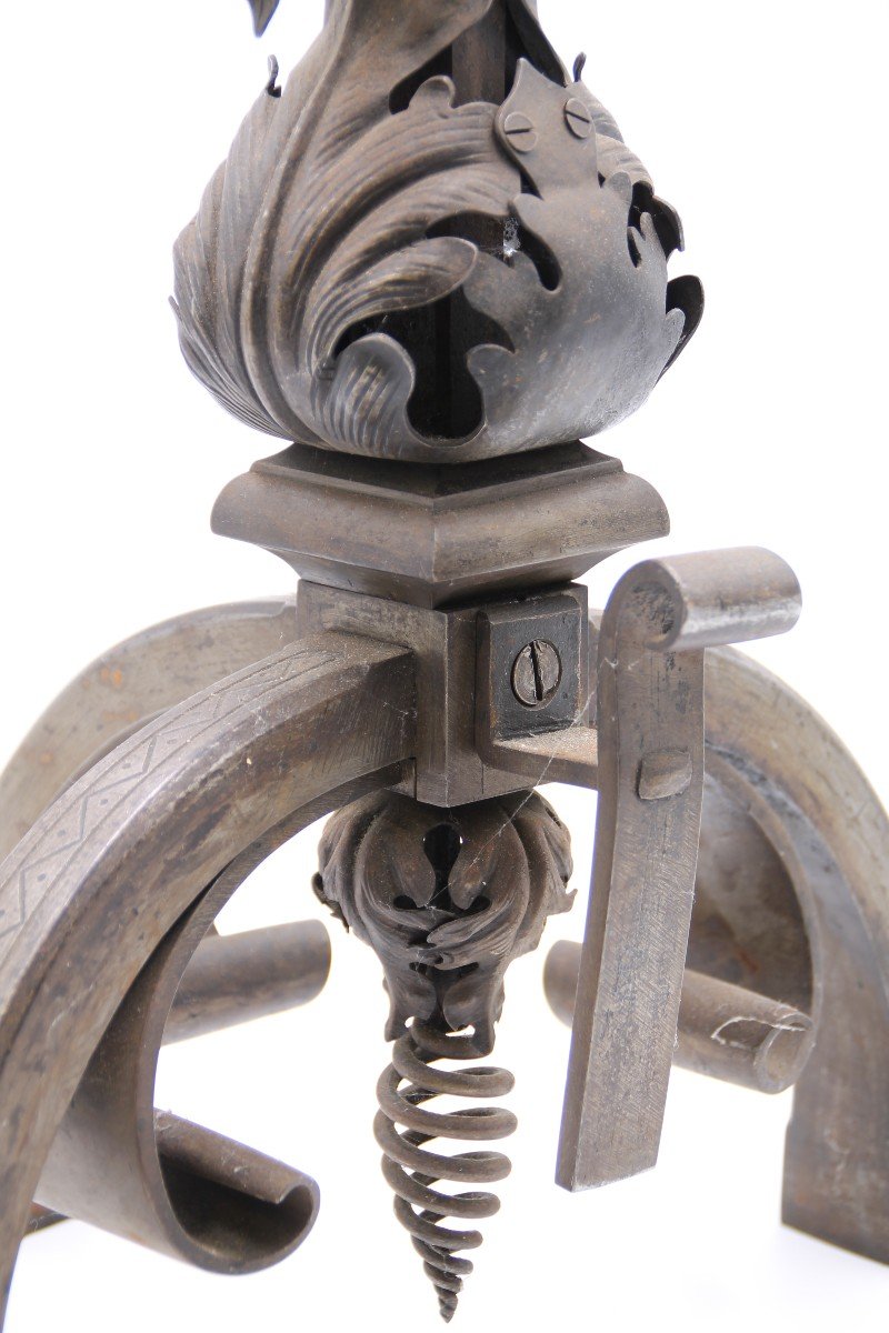 Two Wrought Iron Andirons-photo-3