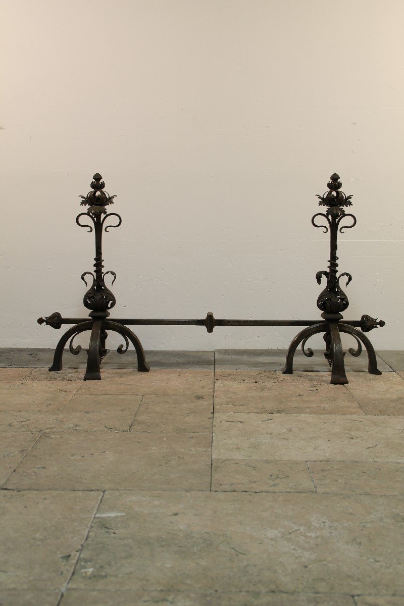Two Wrought Iron Andirons-photo-1
