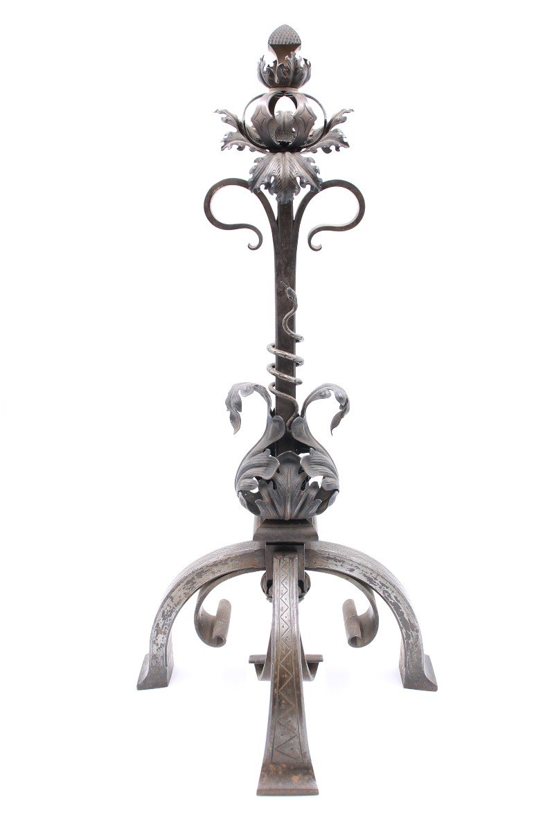 Two Wrought Iron Andirons-photo-8