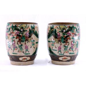 Paire De Vases En Porcelaine De Nankin