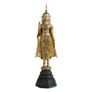 Grand Bouddha en Bronze Doré