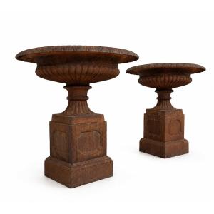 Large Pair Of Medici Vases On A Pedestal