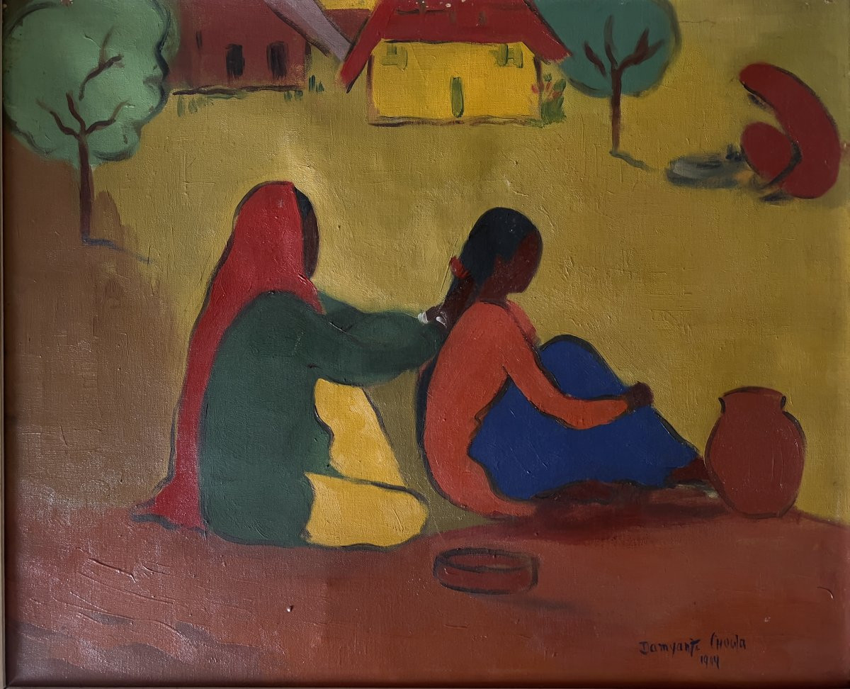 Damayanti Chawla (1920-2004) Indian School, Mid-20th Century Scene In India-photo-4
