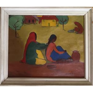 Damayanti Chawla (1920-2004) Indian School, Mid-20th Century Scene In India