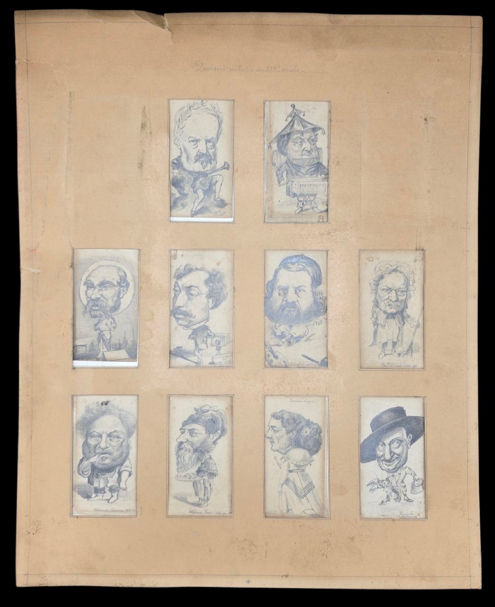 19th Century Drawings - Portraits Of French Authors-photo-1