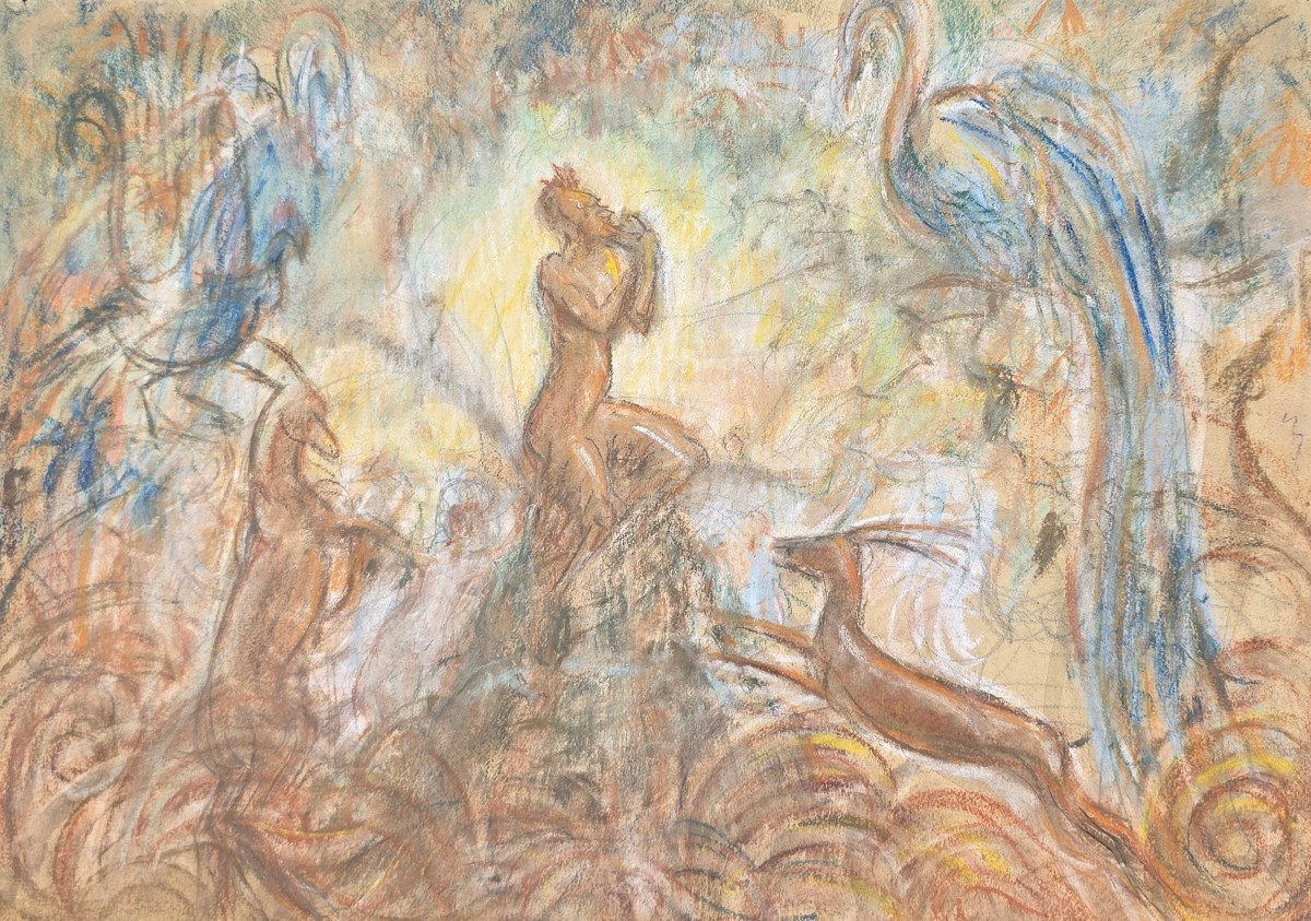 Andre Hallet (1890-1959) - Pan jouant, entouré des animaux