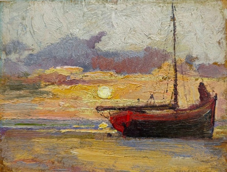 Pier Antonio Gariazzo (1879-1963) - Coucher De Soleil Au Voilier 