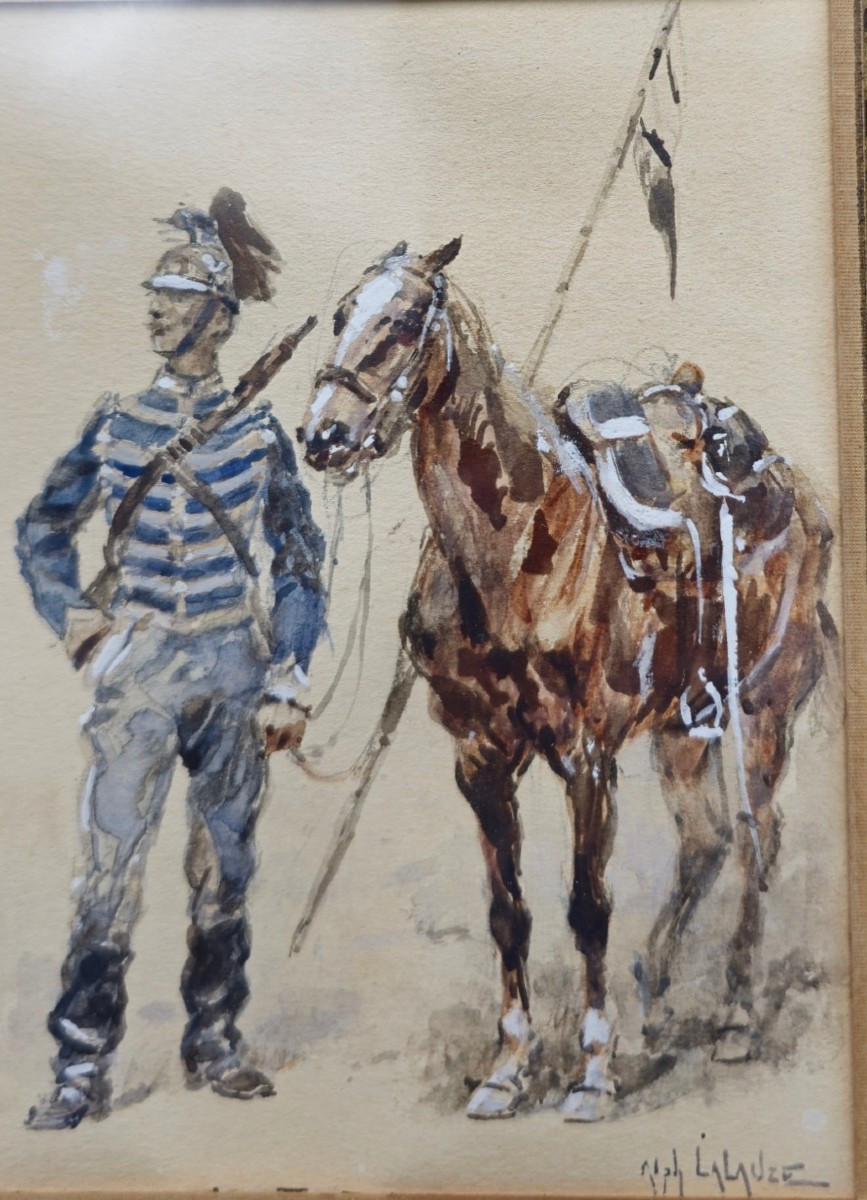 Alphonse Lalauze (1872–1941) Lancer And His Horse