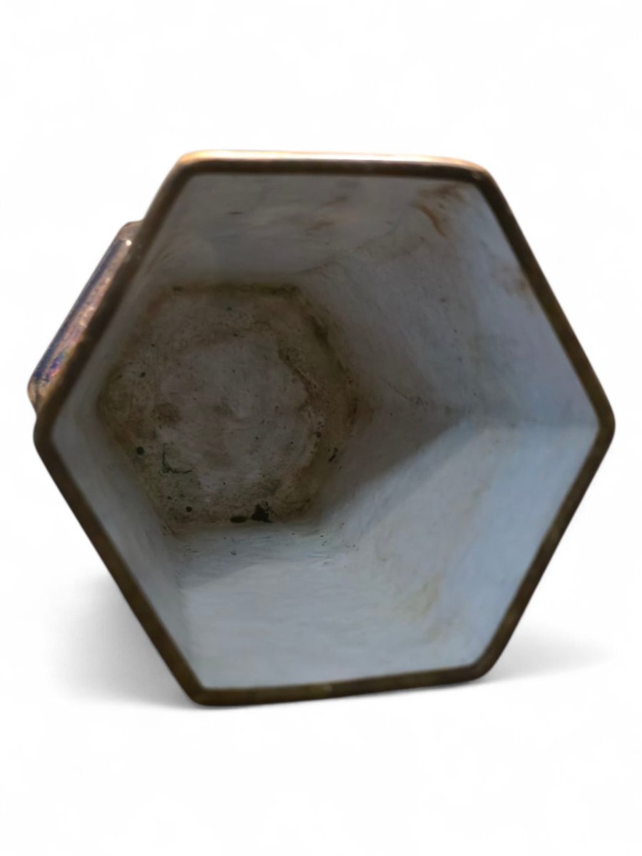 Small Hexagonal Vase In Canton Enamel, China, 19th Century-photo-1