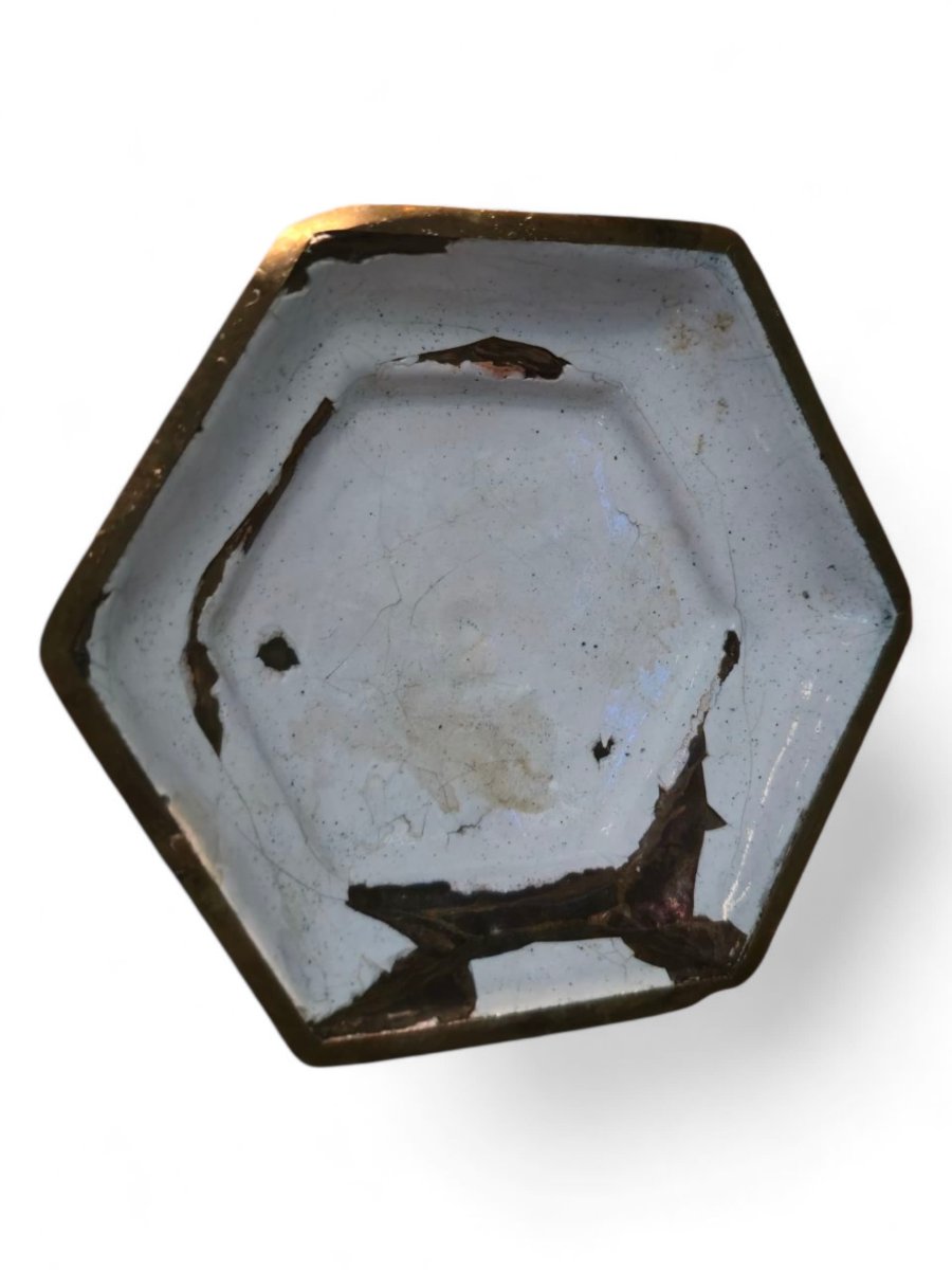 Small Hexagonal Vase In Canton Enamel, China, 19th Century-photo-2