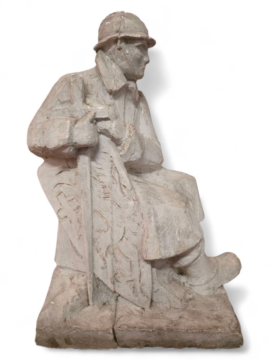 Etude de monument aux morts, platre d'atelier, guerre 14-18-photo-2