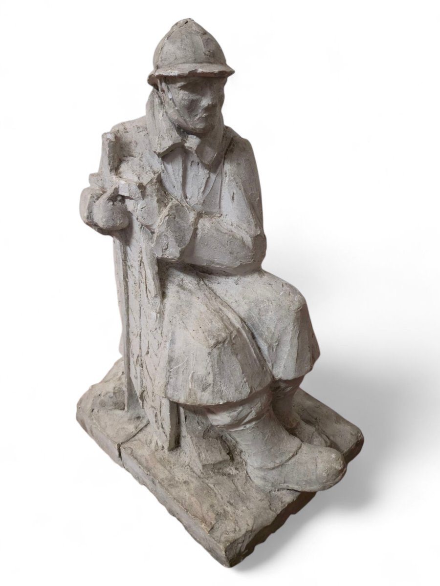 Etude de monument aux morts, platre d'atelier, guerre 14-18-photo-1