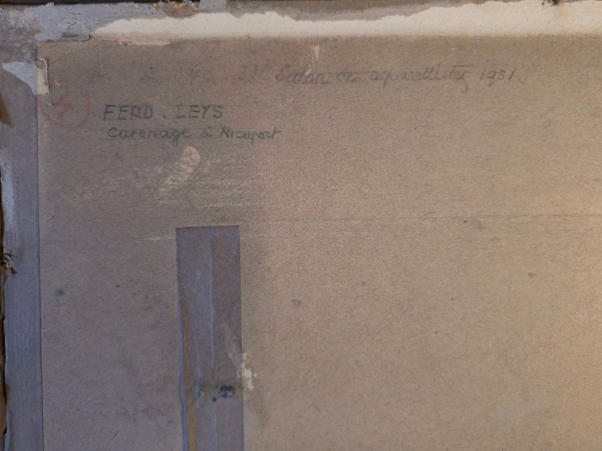 Ferdinand Leys - The Dredger - Nieuport - Watercolor Drawing - Belgian Impressionism-photo-3