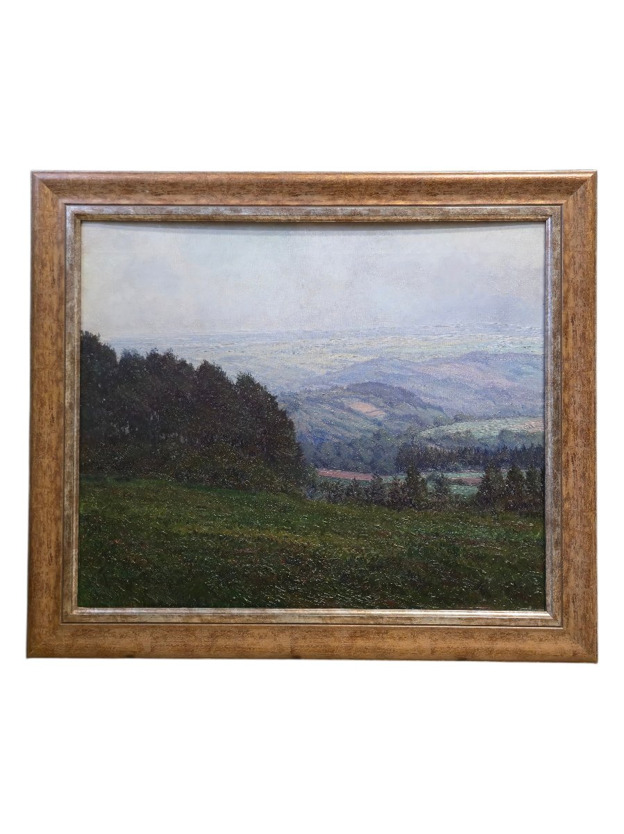 Richard Bourdouxhe (Liège, 1886-1962) - Panorama à Plainevaux - 1932 - peinture huile sur toile-photo-2