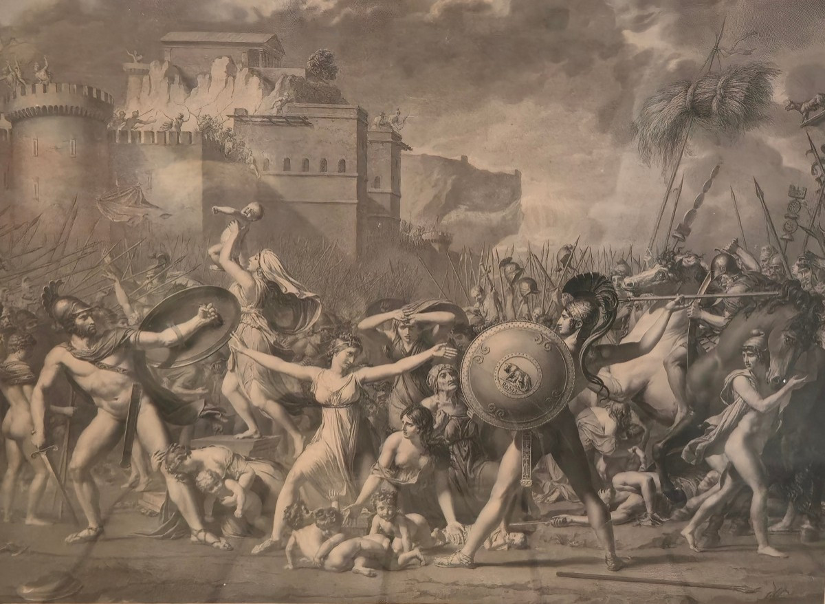Jacques Louis David (1748-1825) - l'enlevement des Sabines - gravure cadre empire 