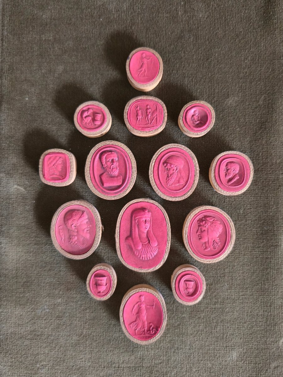 Wax Intaglios - Grand Tour - 19th Century - Italy - Ancient Greek And Roman Scenes-photo-1