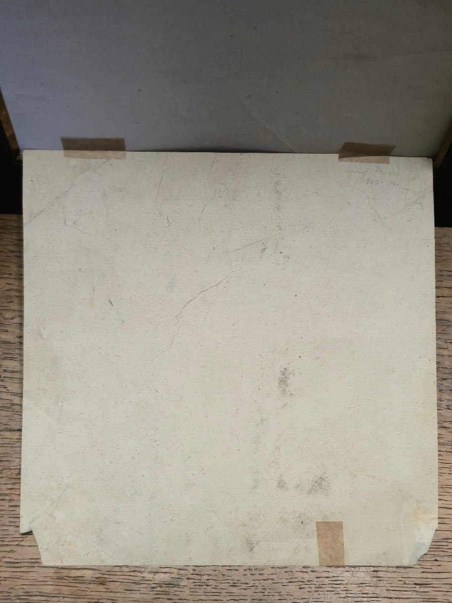 George Arnald (1763-1841) - dessin anglais - Ruines d'une chapelle Anglo-Saxonne Oxford - 19eme-photo-1