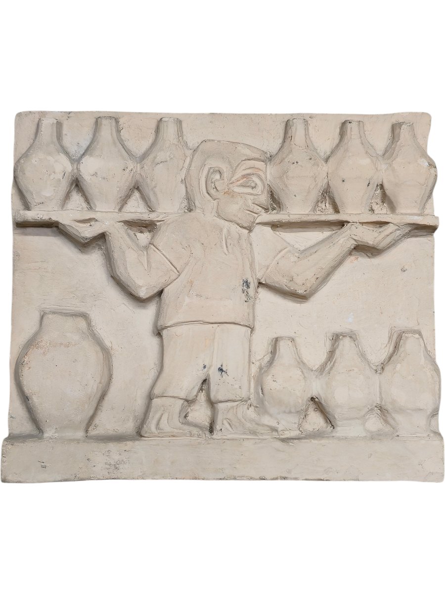 Anonyme - bas reliefs en terre cuite - atelier d'un potier - vers 1940-photo-3