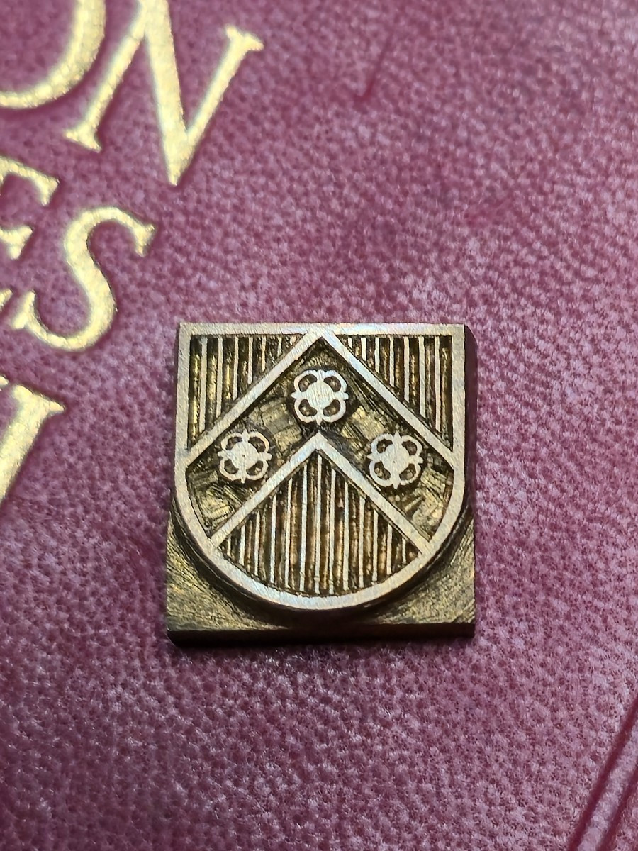 Iron Plate Matrix For Bookbinder/gilder - Heraldic Crest Of The Blackadder Clan, Scotland, Circa 1900